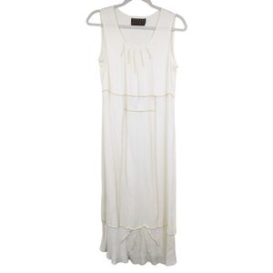 Spencer Alexis Vintage Gauzy Women 6 Shift Tank Maxi Dress Patchwork Cream White